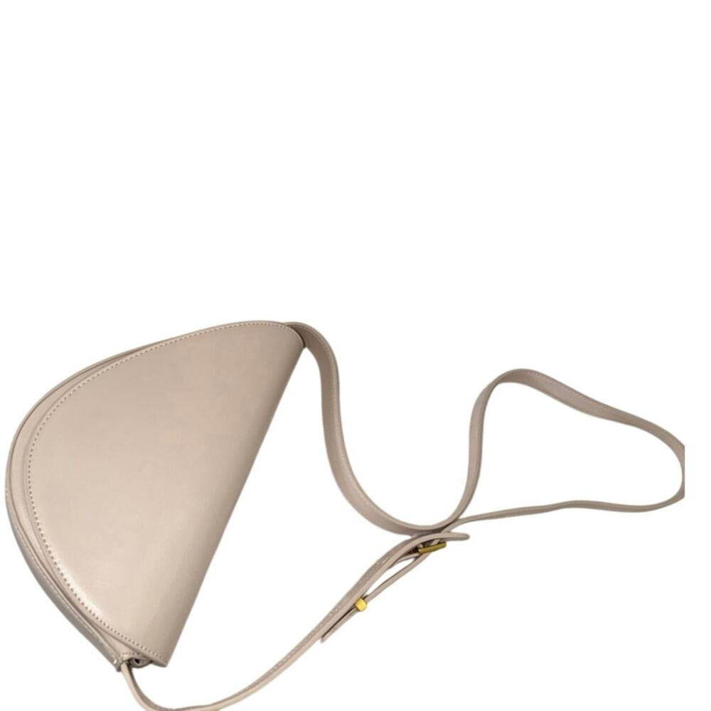 Zara Cream Asymmetric Crossbody Bag Sculptural Minimalist Half Moon Purse EUC